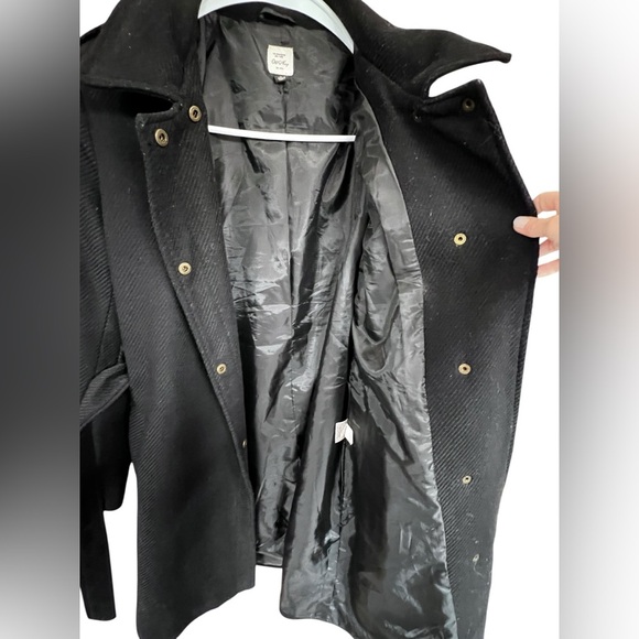 Black Belted Wool Trench Coat - Picture 6 of 7